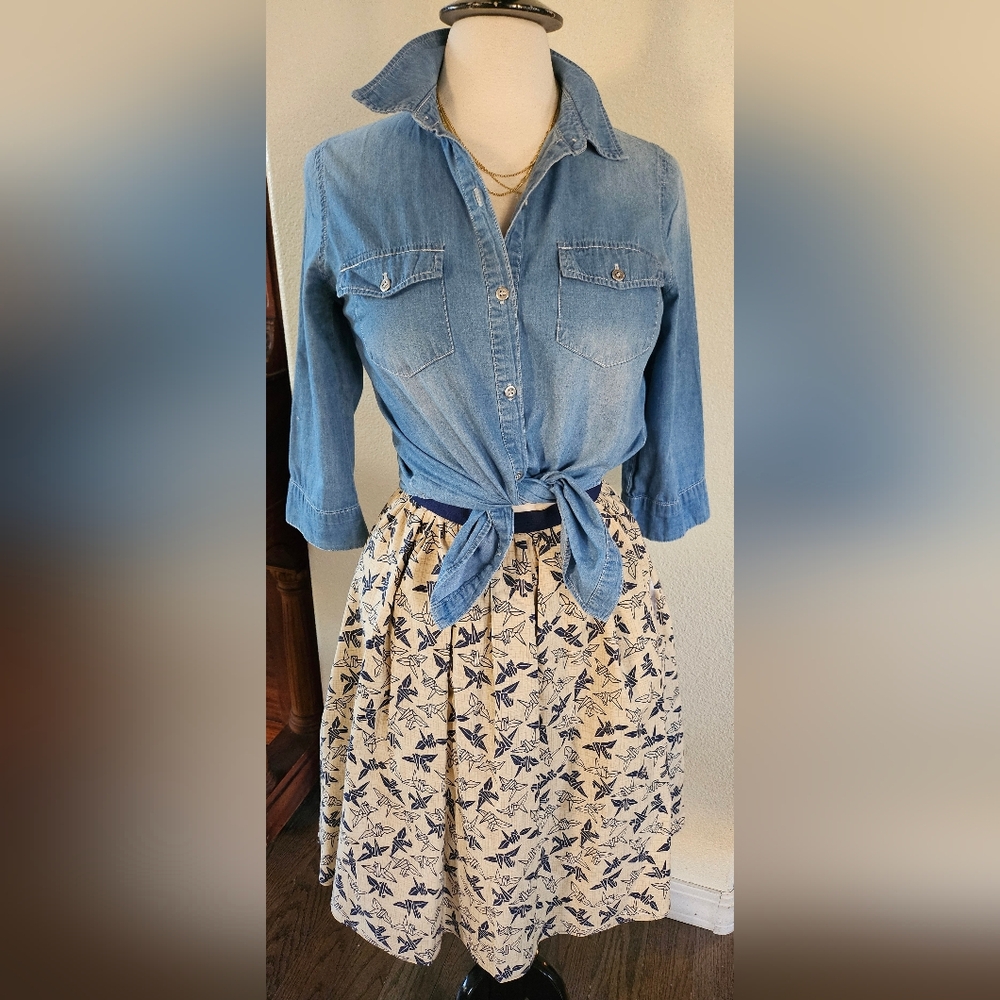 Beautiful One Of A Kind Fox & Shrew Origami Skirt Size 4